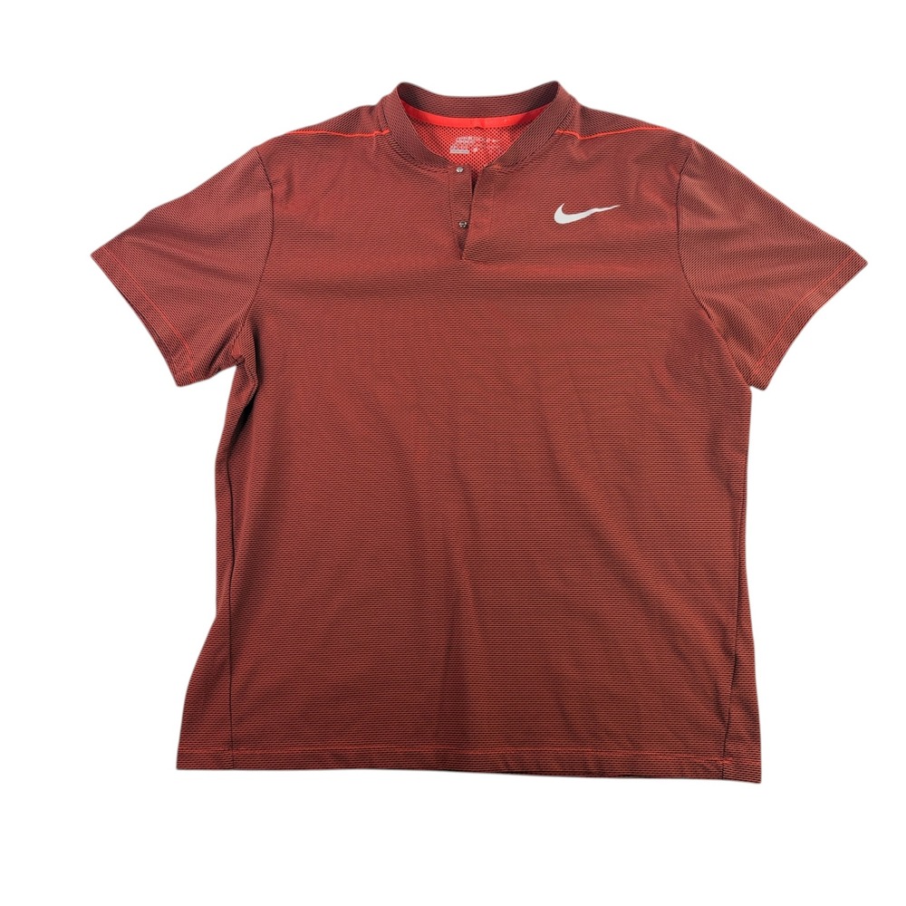 Nike Golf Polo Shirt Men XL Red Striped Modern Fit Blade Collar 833153-852